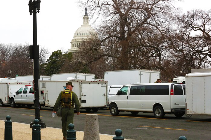 Marines and Sailors of Chemical Biological Incident Response Force, CBIRF, U.S. Marine Corps Forces Command, assumed the ready position working under Joint Task Force National Capitol Region, JTF-NCR, which  provided military support to the lead agency the U.S. Secret Service during the 58th Presidential Inauguration in Washington D.C., Jan. 20, 2017. The Inauguration was designated a National Special Security Event, NSSE, by the Secretary of the Department of Homeland Security on July 2016. When an event is designated an NSSE, the U.S. Secret Service assumes its mandated role as the lead federal agency for the design and implementation of the operational security plan. Although elements of CBIRF were staged near the U.S. Capitol building, other elements of CBIRF were on standby at CBIRF headquarters, making the Inauguration supported by the entire CBIRF unit.