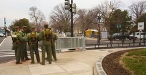 Marines with Initial Response Force, IRF, A, Chemical Biological Incident Response Force, CBIRF, U.S. Marine Corps Forces Command, remain vigilant outside the U.S. Capitol during the 58th Presidential Inauguration Jan. 20, 2017. IRF A, CBIRF, assumed the ready position working under Joint Task Force National Capitol Region, JTF-NCR, which provided military support to the lead agency the U.S. Secret Service during the 58th Presidential Inauguration in Washington D.C., Jan. 20, 2017. The Inauguration was designated a National Special Security Event, NSSE, by the Secretary of the Department of Homeland Security on July 2016. When an event is designated an NSSE, the U.S. Secret Service assumes its mandated role as the lead federal agency for the design and implementation of the operational security plan. Although elements of CBIRF were staged near the U.S. Capitol building, other elements of CBIRF were on standby at CBIRF headquarters, making the Inauguration supported by the entire CBIRF unit. (Official USMC Photos by Staff Sgt. Santiago G. Colon Jr./RELEASED)
