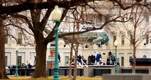 Former President Barack Obama departs aboard Marine One after the 58th Presidential Inauguration, Jan. 20, 2017. Initial Response Force A, Chemical Biological Incident Response Force, assumed the ready position working under JTF-NCR which provided military support to the lead agency the U.S. Secret Service during the 58th Presidential Inauguration in Washington D.C., Jan. 20, 2017. The Inauguration was designated a National Special Security Event, NSSE, by the Secretary of the Department of Homeland Security on July 2016. When an event is designated an NSSE, the U.S. Secret Service assumes its mandated role as the lead federal agency for the design and implementation of the operational security plan. Although elements of CBIRF were staged near the U.S. Capitol building, other elements of CBIRF were on standby at CBIRF headquarters, making the Inauguration supported by the entire CBIRF unit. (Official USMC Photos by Staff Sgt. Santiago G. Colon Jr./RELEASED)

