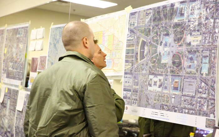 Marines and Sailors of Chemical Biological Incident Response Force, CBIRF, U.S. Marine Corps Forces Command, assumed the ready position working under Joint Task Force National Capitol Region, JTF-NCR, which  provided military support to the lead agency the U.S. Secret Service during the 58th Presidential Inauguration in Washington D.C., Jan. 20, 2017. The Inauguration was designated a National Special Security Event, NSSE, by the Secretary of the Department of Homeland Security on July 2016. When an event is designated an NSSE, the U.S. Secret Service assumes its mandated role as the lead federal agency for the design and implementation of the operational security plan. Although elements of CBIRF were staged near the U.S. Capitol building, other elements of CBIRF were on standby at CBIRF headquarters, making the Inauguration supported by the entire CBIRF unit. (Official USMC Photos by Lance Staff Sgt. Santiago G. Colon Jr.)