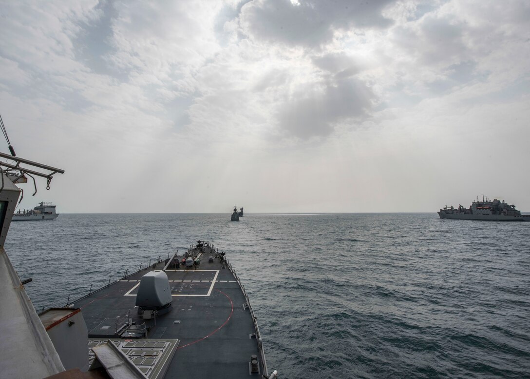 170201-N-CS953-008

ARABIAN SEA (Feb. 1, 2016) The Arleigh Burke-class guided-missile destroyer USS Mahan (DDG 72), steams in formation with ships from three other countries during Exercise Unified Trident 2017. Unified Trident is a multilateral maritime exercise with the U.S. Navy, Royal Navy, Australian Royal Navy and French Marine Nationale to be a enhance mutual capabilities improve tactical proficiency and strengthen partnerships in ensuring the free flow of commerce and freedom of navigation within the 5th Fleet area of operation. (U.S. Navy photo by Mass Communication Specialist 1st Class Tim Comerford)
