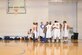 The McConnell Tornadoes huddle during half-time of a game with the Tinker Hawks, Oct. 17, 2015, at McConnell Air Force Base, Kan. The team focuses on communication to be effective on the court and while performing the mission as Airmen. (U.S. Air Force photo/Senior Airman Colby L. Hardin)