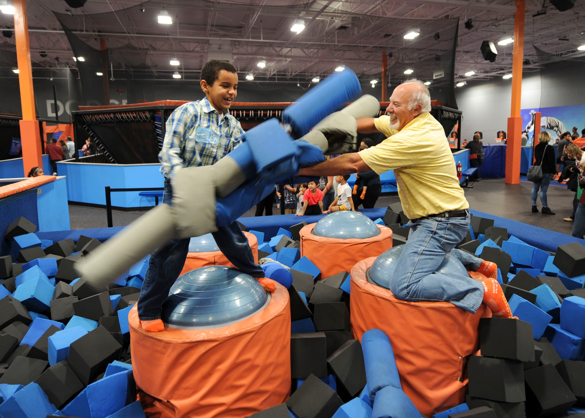 Families of deployed Air Commandos enjoy a Hearts Apart event at the Sky Zone in Pensacola, Fla., Jan. 28, 2017. The Hurlburt Airman and Family Readiness Center hosts monthly events for families of deployed Air Commandos to engage and make connections for morale support. (U.S. Air Force photo by Senior Airman Kasie P. Whitfield)