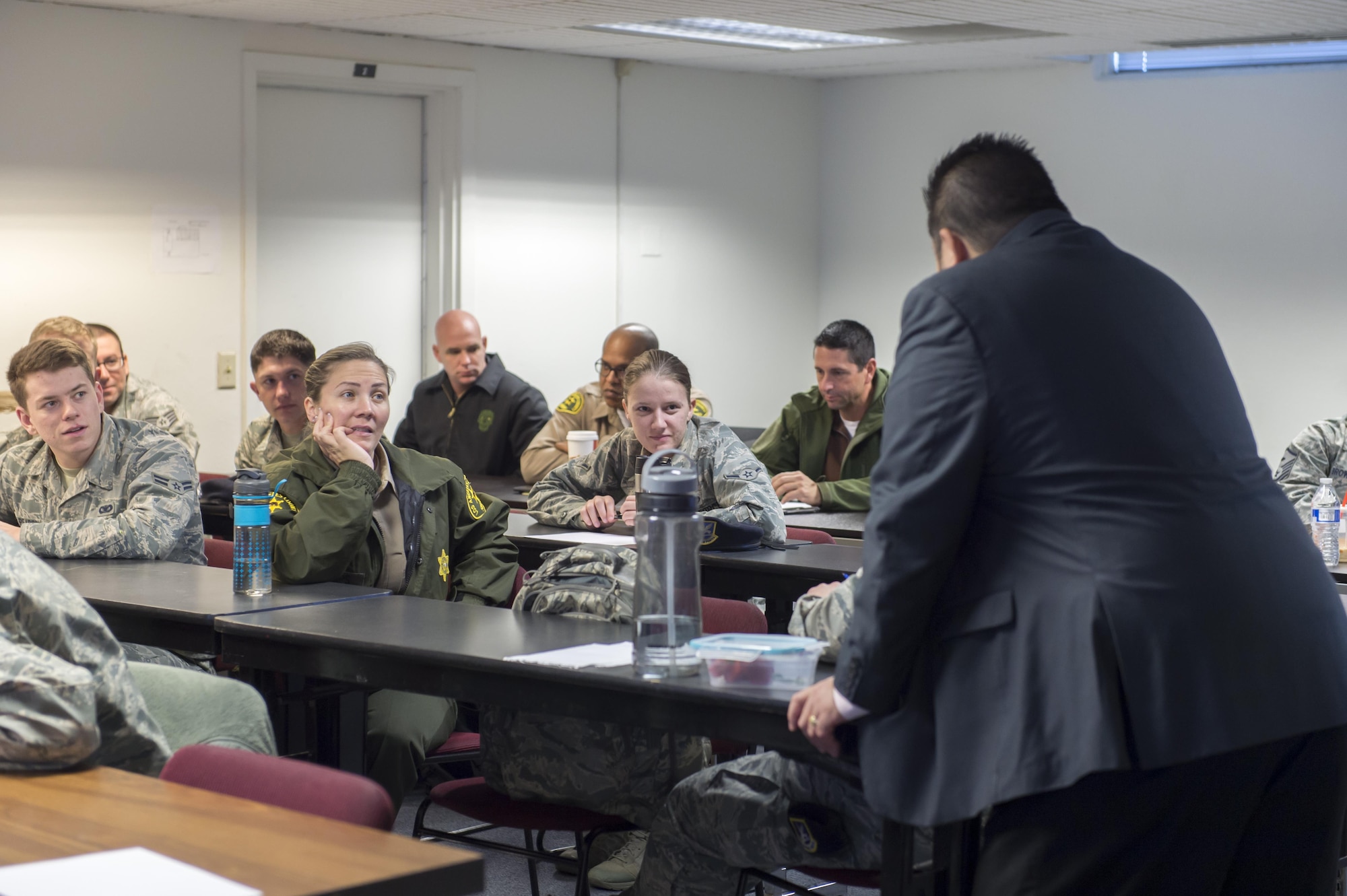 Law enforcement representatives from the region joined 412th Security Forces Squadron defenders for Behavior Detection and Analysis training this month. Two training sessions were conducted at the 412th SFS building. (U.S. Air Force photo by Kyle Larson)