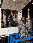 Senior Airman Jesse Casper, 91st Missile Maintenance Squadron missile handling team technician, inspects a hoist control box at Minot Air Force Base, N.D., Jan. 19, 2017. The MHT oversees the shipping and receiving of nuclear capable Minuteman missiles and is responsible for transporting them to-and-from a launch facility. (U.S. Air Force photo/Airman 1st Class Jonathan McElderry)