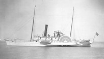 USRC Fessenden; "Former Revenue-Cutter FESSENDEN.  Side-wheel type of Cutter in use in the early days of the Coast Guard"; date/photographer unknown.
Retaining the powerplant machinery of the original Fessenden constructed in 1865, this cutter entered service in 1883.  She was a 192-foot, 330-ton iron-hulled side paddlewheel steamer that served on the Great Lakes.  Her cruising grounds were from "the mouth of the Detroit River through Lakes St. Clair and Huron to Straits of Mackinac."  Her area of responsibility increased to include Lake Superior and then through Lake Erie to the Niagara River.

She would go to "winter quarters," i.e. lay up, usually in late-November when the lakes and waterways became icebound, and then return to duty in early May.  While in service on the Great Lakes, she participated in numerous civic events, including Milwaukee's 1899 "Carnival Week," Chicago's 1900 "Naval Parade of G. A. R.," and Cleveland's 1901 celebration of Commodore Oliver Hazzard Perry's victory on Lake Erie over a British fleet in 1813. 

She sailed to Baltimore for repairs in 1903 and returned to service in 1905.  She was then stationed at Key West, FL.  Here she assisted vessels in distress, inspected sponge fishing vessels, conferred "with State officers. . .and assist them in protection of sponge industry" in 1905, was detained at Mullet Key Quarantine Station when smallpox broke out among some of the crew in 1906, towed a disinfecting barge from Key West to Boca Grande Quarantine Station in Charlotte Harbor, FL that same year, among other duties.  She was decommissioned in 1907 and sold to the Craig Shipbuilding Company of Toledo, OH, for $9,100 in 1908.