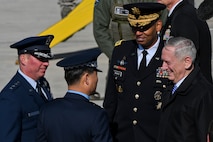 Defense Secretary Jim Mattis speaks with United States Forces Korea and Republic of Korea air force leaders at Osan Air Base, Republic of Korea, Feb. 2, 2017. A goal of Mattis’ visit to the ROK was to showcase what warm, respectful and mutually supportive relations between democracies can accomplish when guided by a spirit of collaboration in support of peace and prosperity. (U.S. Air Force photo by Staff Sgt. Victor J. Caputo)