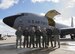 Aircrew out of Seymour Johnson Air Force Base stand with 914th Airlift Wing Commander, Col. Brian Bowman, in front of the newly arrived KC-135. The arrival of this new aircraft marks the beginning of the transition of the 914th from an Airlift Wing to an Air Refueling Wing. (U.S. Air Force photo by Tech. Sgt. Stephanie Sawyer)