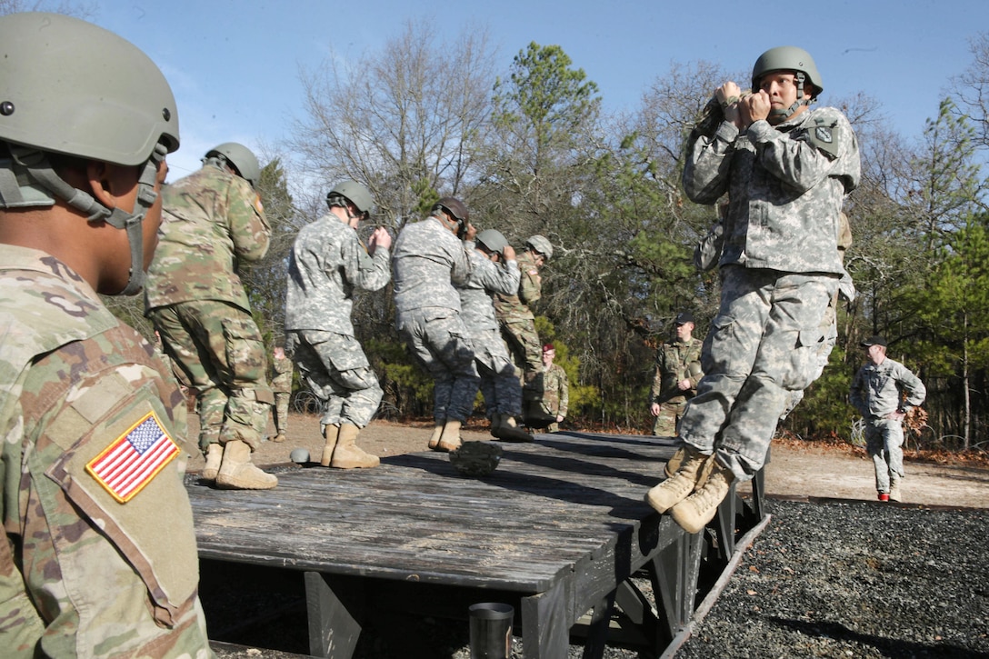 Paratroopers practice landing techniques during Operation Anvil at Fort Jackson, S.C., Jan. 26, 2017. The paratroopers are assigned to the 360th Civil Affairs Brigade. The refresher training was conducted so jumpmasters and other paratroopers can maintain proficiency. Army photo by Spc. Christopher Martin