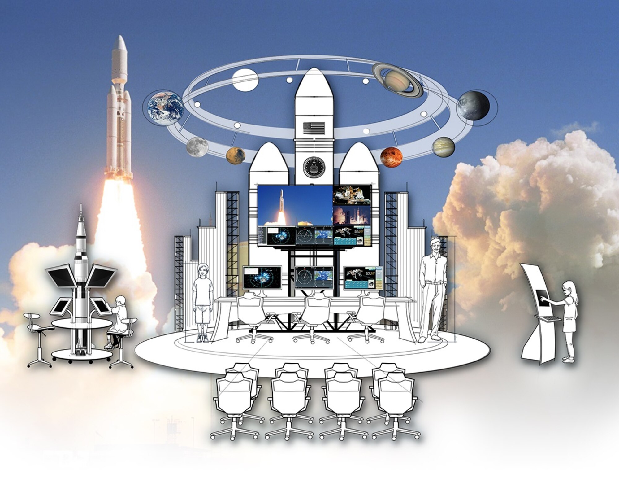 A rendering of the future Vandenberg Launch Exhibit that will be installed at the Santa Maria Valley Discovery Museum in 2017. The exhibit is part of an Educational Partnership Agreement between the museum and the 30th Space Wing at Vandenberg Air Force Base, California. (Courtesy photo / 30th Space Wing)