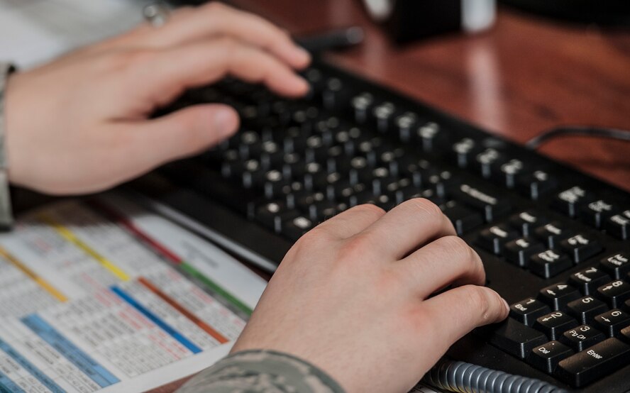 An Airman with the 91st Missile Maintenance Operations Center checks a performance assessment data system at Minot Air Force Base, N.D., Jan. 24, 2017. Airmen in the MMOC are responsible for assessing the operations of maintenance teams that are at missile sites. (U.S. Air Force photo/Airman 1st Class Jonathan McElderry)