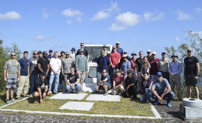 U.S. Air Force Airmen from Kadena Air Base, Japan, hiked to Mount Suribachi, Iwo Jima, Jan. 12, 2017. They visited the island to see the battleground of the largest assault in U.S. Marine Corps history. More than 6,800 Marines died and more than 17,000 were wounded over a period of 36 days. (U.S. Air Force photo by Senior Airman Lynette M. Rolen/Released)