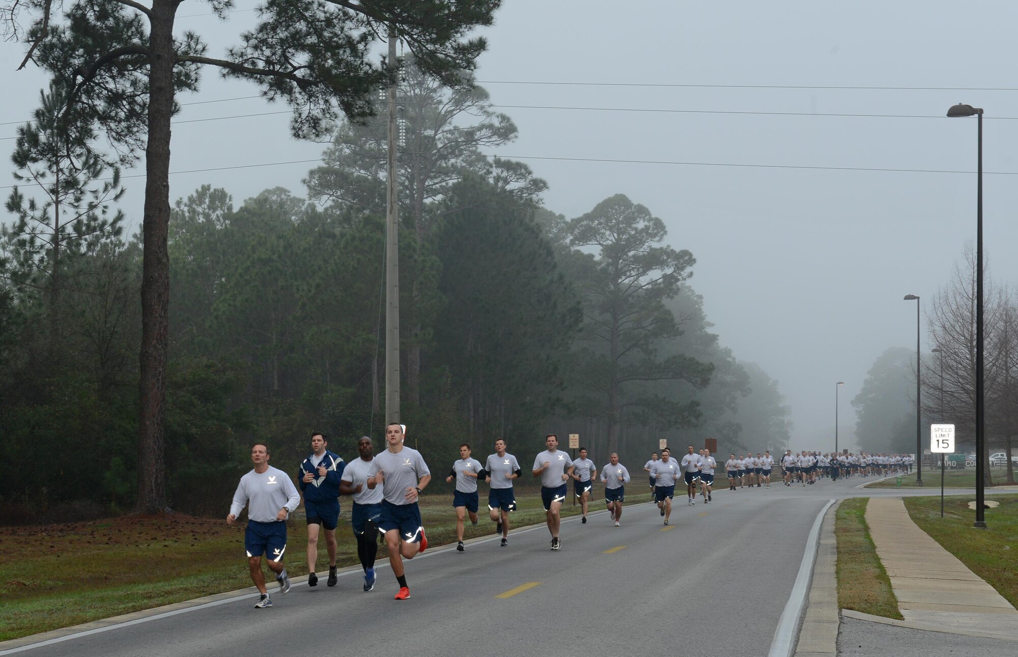 Air Commando begin the Command Run at Hurlburt Field, Fla., Feb. 3, 2017. The Air Force Special Operations Command staff meets monthly to run a 5K. (U.S. Air Force photo/Staff Sgt. Melanie Holochwost)