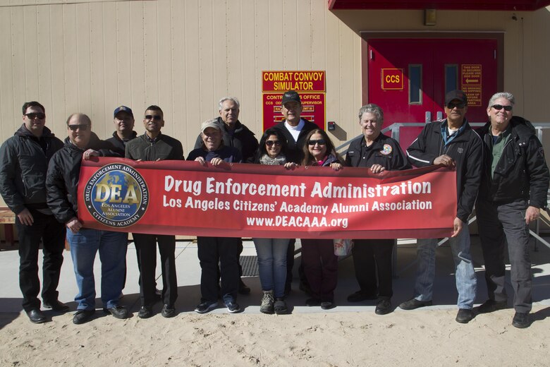 Members of the Drug Enforcement Administration Citizens’ Academy Alumni Association visit the Battle Simulation Center aboard Marine Corps Air Ground Combat Center, Twentynine Palms, Calif., Jan. 26, 2017. (U.S. Marine Corps photo by Cpl. Connor Hancock)