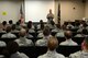 U.S. Air Force Chief Master Sgt. Steve McDonald, Air Combat Command command chief, speaks to students at the David B. Reid Airman Leadership School at Shaw Air Force Base, S.C., Feb. 2, 2017. McDonald spent the day visiting squadrons across base, recognizing Airmen and sharing his stories. (U.S. Air Force photo by Airman 1st Class Kelsey Tucker)