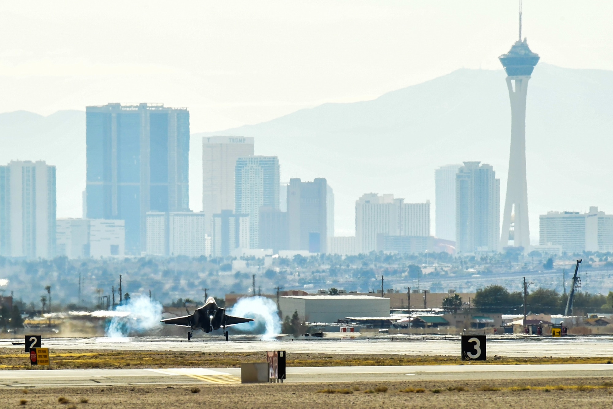 An F-35A Lightning II aircraft from Hill Air Force Base, Utah, takes off from Nellis AFB, Nevada, Feb. 2. Airmen from the 388th and 419th Fighter Wings at Hill are participating in Red Flag 17-01. Red Flag is the U.S. Air Force’s premier air-to-air combat training exercise. This is the first F-35A deployment to Red Flag since the Air Force declared the jet combat ready in August 2016. (U.S. Air Force photo/R. Nial Bradshaw)