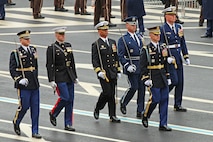 Joint Task Force – National Capital Region component commanders march down Pennsylvania Avenue during the 58th Presidential Inauguration in Washington, D.C., Jan. 20, 2017. Military personnel assigned to Joint Task Force - National Capital Region provided military ceremonial support and Defense Support of Civil Authorities during the inaugural period. (DoD photos by U.S. Army Sgt. Paige Behringer)