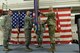 Maj. Gen. Al Dohrmann, the North Dakota adjutant general, right, presents the 119th Wing unit flag to Col. Thomas “Britt” Hatley in a symbolic gesture with the flag representing the organizational command of the 119th Wing at the North Dakota Air National Guard Base, Fargo, N.D., Feb. 4, 2017. (U.S. Air National Guard photo by Senior Master Sgt. David H. Lipp/Released)