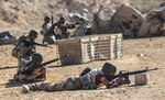 Iraqi security forces soldiers practice react to contact movements during training at Al Asad Air Base, Iraq, Feb. 1, 2017. Training at building partner capacity sites is an integral part of Combined Joint Task Force – Operation Inherent Resolve’s effort to train ISF personnel.  CJTF-OIR is the global Coalition to defeat ISIL in Iraq and Syria.  (U.S. Army photo by Sgt. Lisa Soy)