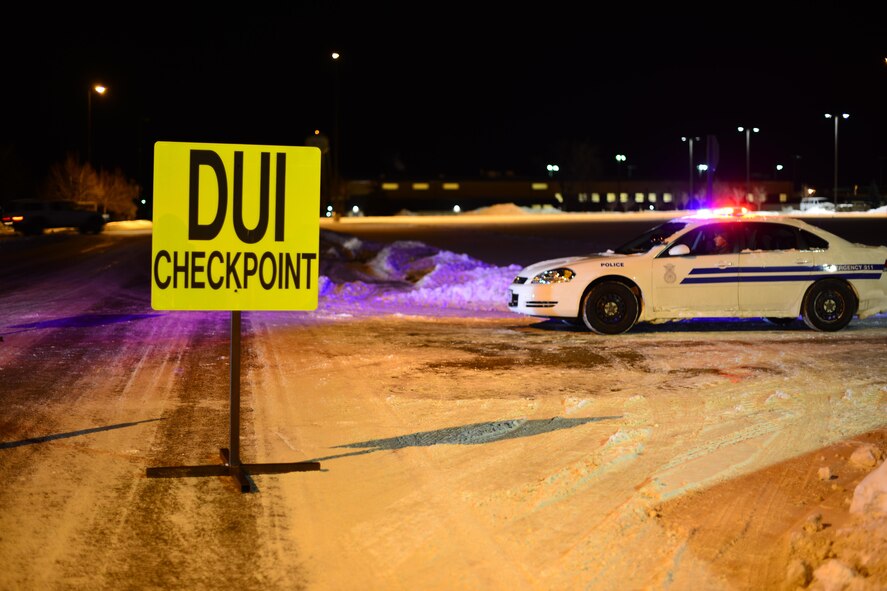A DUI checkpoint is positioned at the main gate Dec. 17, 2015 at Malmstrom Air Force Base, Mont. The legal limit for a DUI for all 50 states is .08 percent. (U.S. Air Force photo/Master Sgt. Chad Thompson)