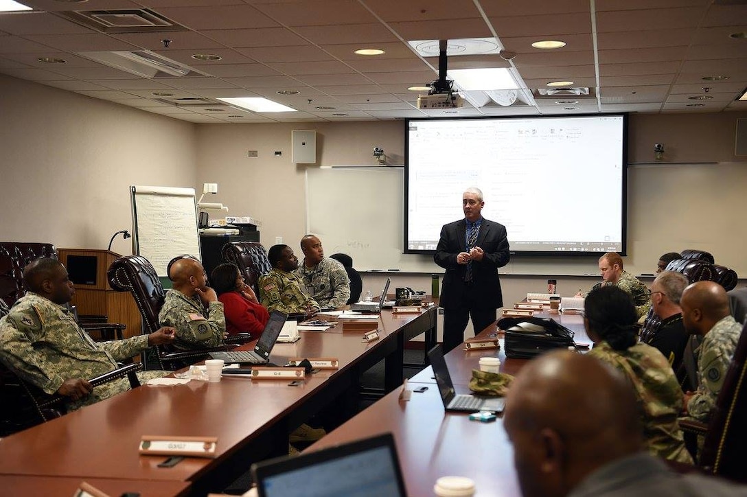 Mr. Kevin Greene, center, Staff Operations and Training Officer, 85th Support Command, discusses various pots of training funds during the 85th Support Command’s four-day Fund Manager training brief at the command headquarters, Jan. 30 – Feb. 2, 2017.
The training focused on understanding G8 processes and operations with the intent of integrating newly assigned Fund Managers and taking the training back to Army Reserve battalions assigned to First Army brigades. Several topics discussed across the four-day period included funding guidance, WBPAC, spend plans, phase plans, FM overview, Defense Travel System, Unit Administrator operations, and group orders.
(U.S. Army photo by Mr. Anthony L. Taylor/Released)