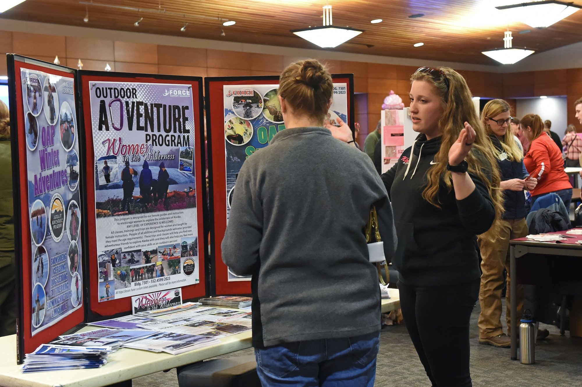 The 673d Medical Group hosts a “Girls’ Night Out” event at the Arctic Warrior Events Center at Joint Base Elmendorf-Richardson, Feb. 2. “Girls’ Night Out” was designed to bring the women of JBER information about health care in a fun and relaxed way. The event offered information booths from over 30 different organizations, spa treatments, free food and prizes. 