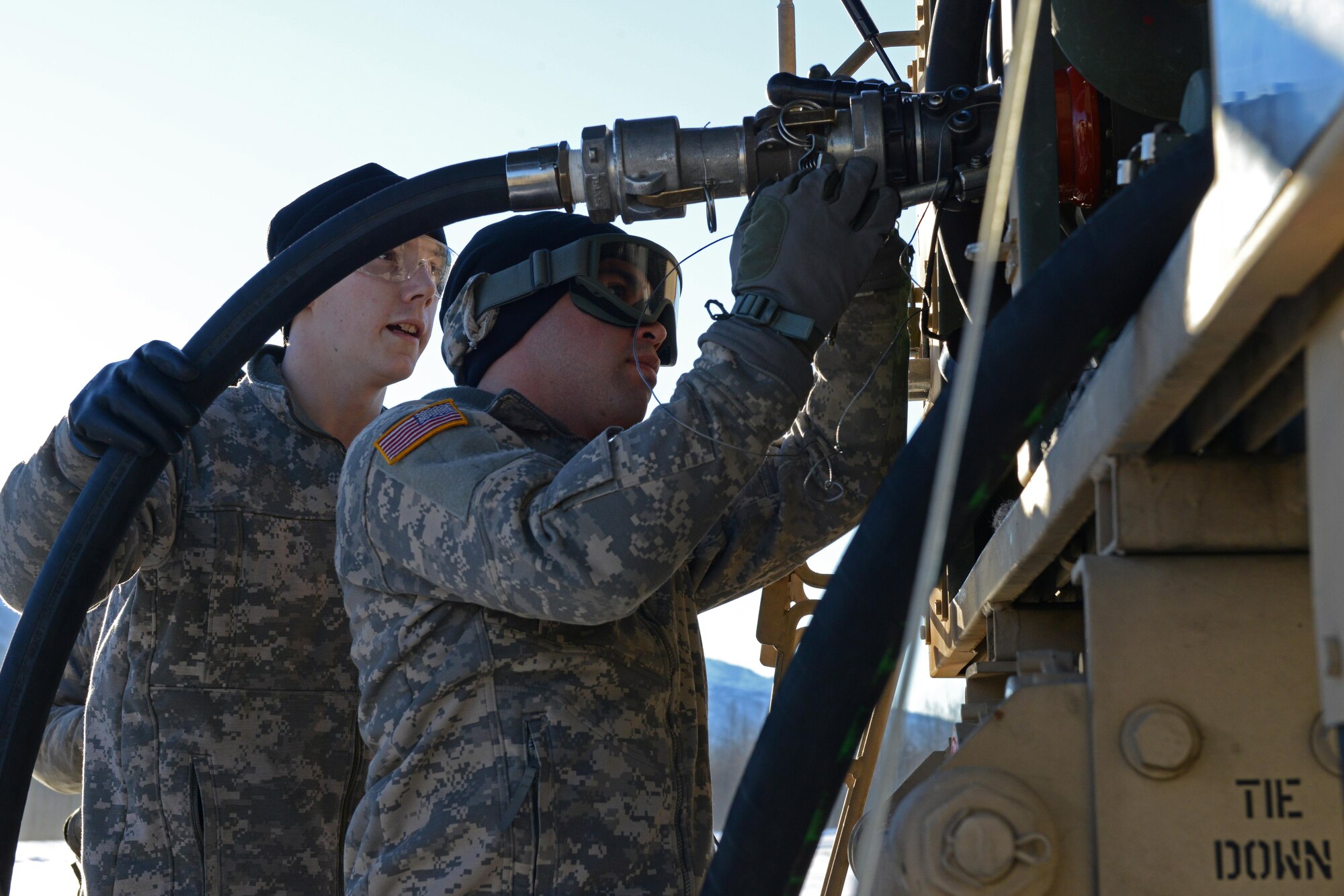 Fort Wainwright and Joint Base Elmendorf-Richardson Soldiers of the 574th Composite Supply Company, 17th Combat Sustainment Support Battalion, U.S. Army Alaska engaged in training for a spring deployment at JBER, Jan. 30 to Feb. 3, 2017. Soldiers trained in aircraft refueling, weapons qualification and familiarization and trauma treatment, as well as force-protection measures.