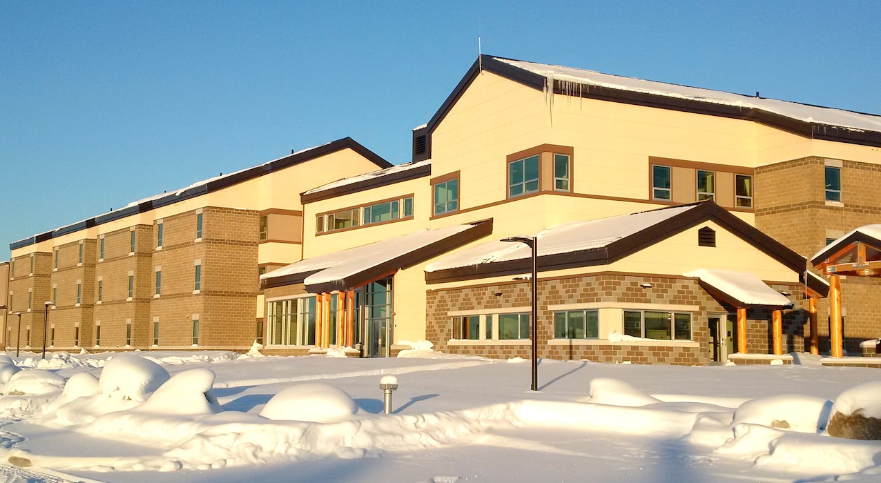 The U.S. Army Corps of Engineers – Alaska District turned over a new dormitory to the Air Force Dec. 21 at Eielson Air Force Base near Fairbanks.  Building 2205 is state-of-the-art, three-stories and will accommodate 168 enlisted personnel. 