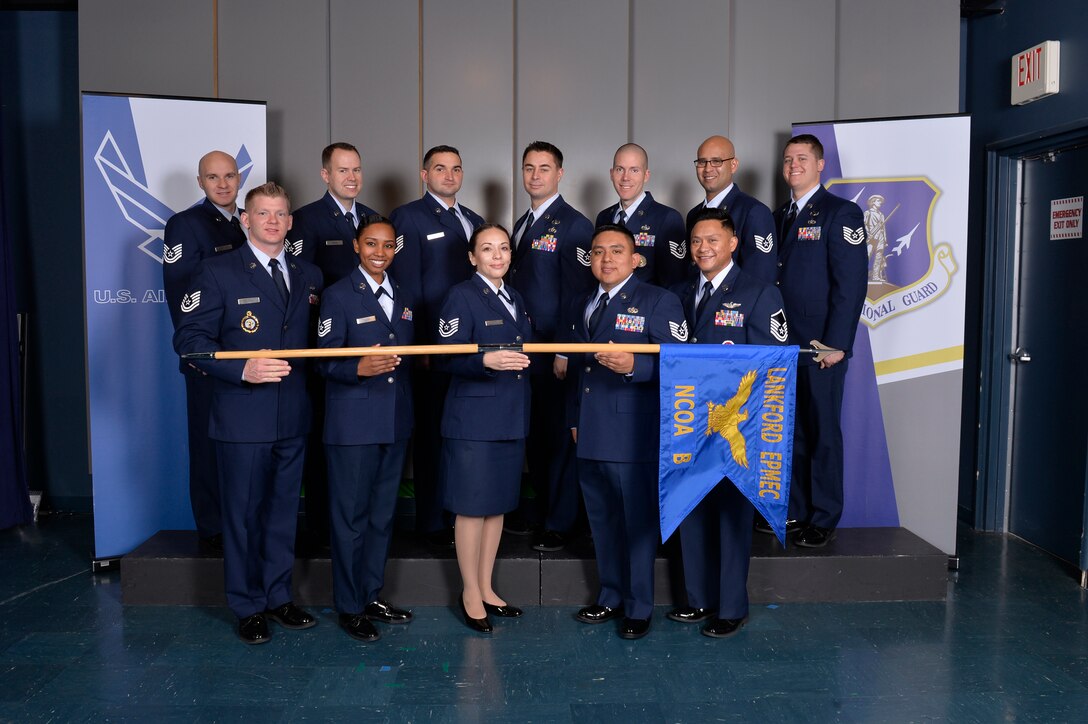 NCO academy class 17-2, B Flight, at the Chief Master Sergeant Paul H. Lankford Enlisted Professional Military Education Center in Louisville, Tenn. (U.S. Air National Guard photo by Master Sgt. Jerry D. Harlan)