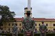 Bomber Airmen from across the country gather around the 2nd Bomb Wing flag pole for a retreat ceremony at Barksdale Air Force Base, La., Feb. 2, 2016. U.S. Air Force Maj. Gen. Thomas Bussiere, 8th Air Force commander, spoke at the retreat ceremony, which was followed by an in-trail formation of a B-1, B-2 and B-52 bomber flyover. The flyover took place as part of the 8th Air Force’s 75th anniversary events. (U.S. Air Force photo by Senior Airman Erin Trower)
