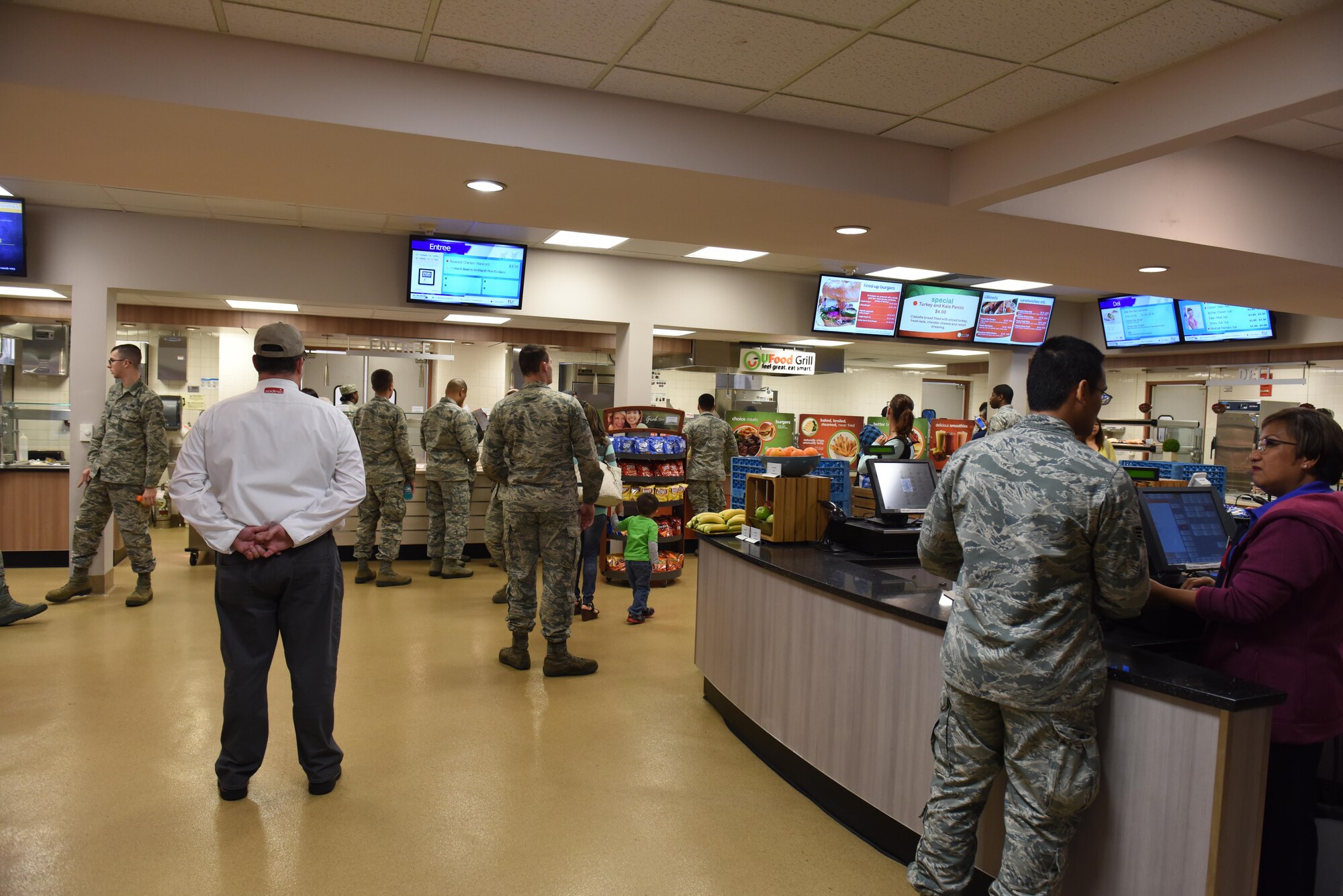 Airman 1st Class Kyle Harris, 2nd Force Support Squadron services Airman, prepares a quesadilla at the newly re-opened Red River Dining Facility at Barksdale Air Force Base, La., Feb. 2, 2017. The dining facility offers a large variety of food, giving airmen healthy and tasteful options for their meals. (U.S. Air Force photo/Senior Airman Luke Hill)
