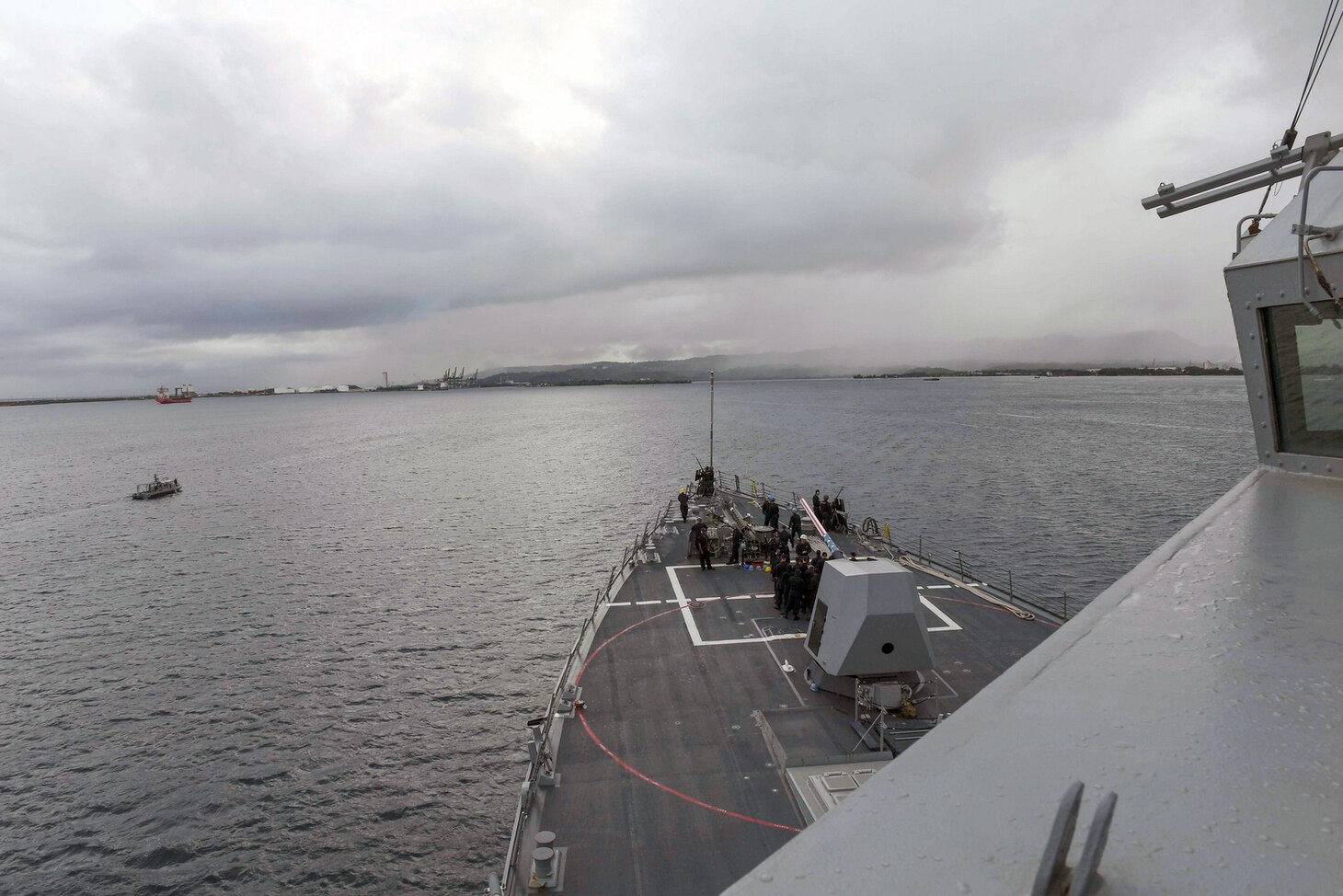 Arleigh Burke-class guided-missile destroyer USS Wayne E. Meyer (DDG 108) prepares to pull into Naval Base Guam, Feb. 3, 2017. Wayne E. Meyer is on a regularly scheduled Western Pacific deployment with the Carl Vinson Carrier Strike Group as part of the U.S. Pacific Fleet-led initiative to extend the command and control functions of U.S. 3rd Fleet into the Indo-Asia-Pacific region. U.S. Navy aircraft carrier strike groups have patrolled the Indo-Asia-Pacific regularly and routinely for more than 70 years.