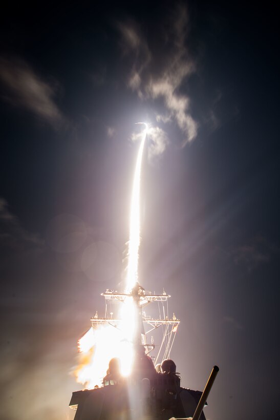 U.S. Missile Defense Agency personnel, sailors aboard the USS John Paul Jones and members of Japan’s defense ministry conduct a flight test off the west coast of Hawaii, Feb. 3, 2017. The test resulted in the first intercept of a ballistic missile target using the Standard Missile-3 Block IIA. DoD photo by Leah Garton