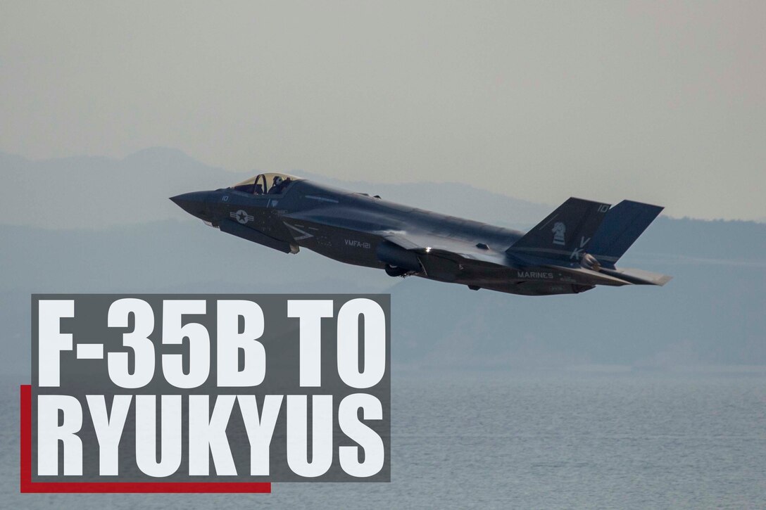 MARINE CORPS BASE CAMP BUTLER, Okinawa, Japan – F-35B Lightning II aircraft belonging to Marine Aircraft Group 12, 1st Marine Aircraft Wing began conducting regularly scheduled training near Okinawa this week. (U.S. Marine Corps photo by Cpl. Aaron Henson)
