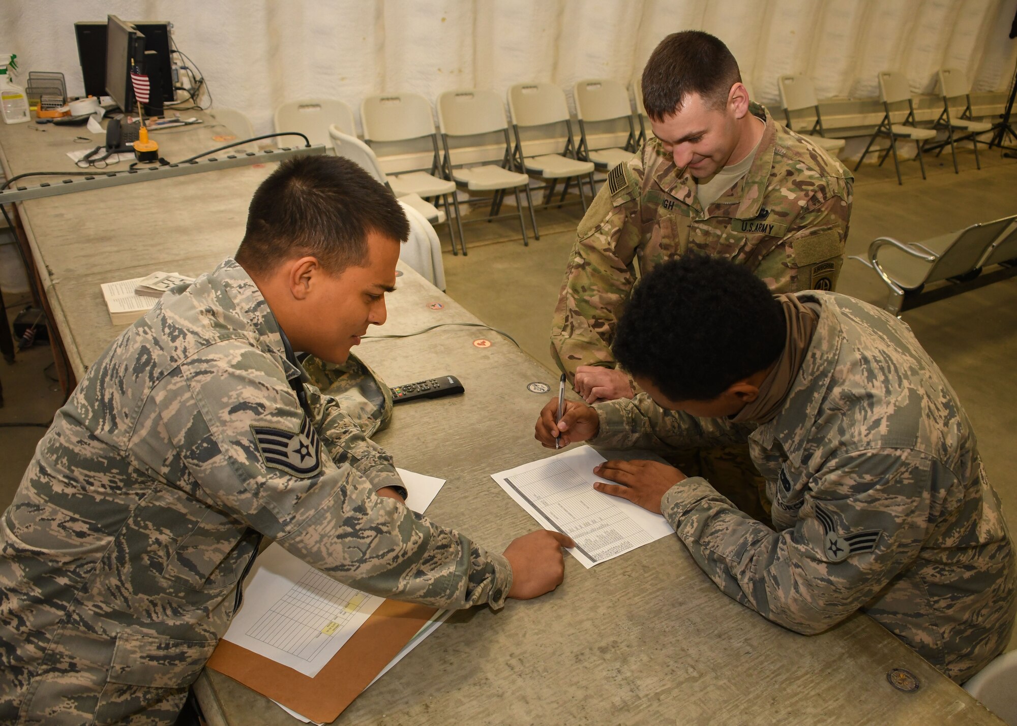 This week's Rock Solid Warrior is Staff Sgt. Jordan Navarro, a 386th Expeditionary Logistics Readiness Squadron logistics planner, deployed from Homestead Air Reserve Base, Fla. The Rock Solid Warrior program is a way to recognize and spotlight the Airmen of the 386th Air Expeditionary Wing for their positive impact and commitment to the mission. (U.S. Air Force photo/Senior Airman Andrew Park)
