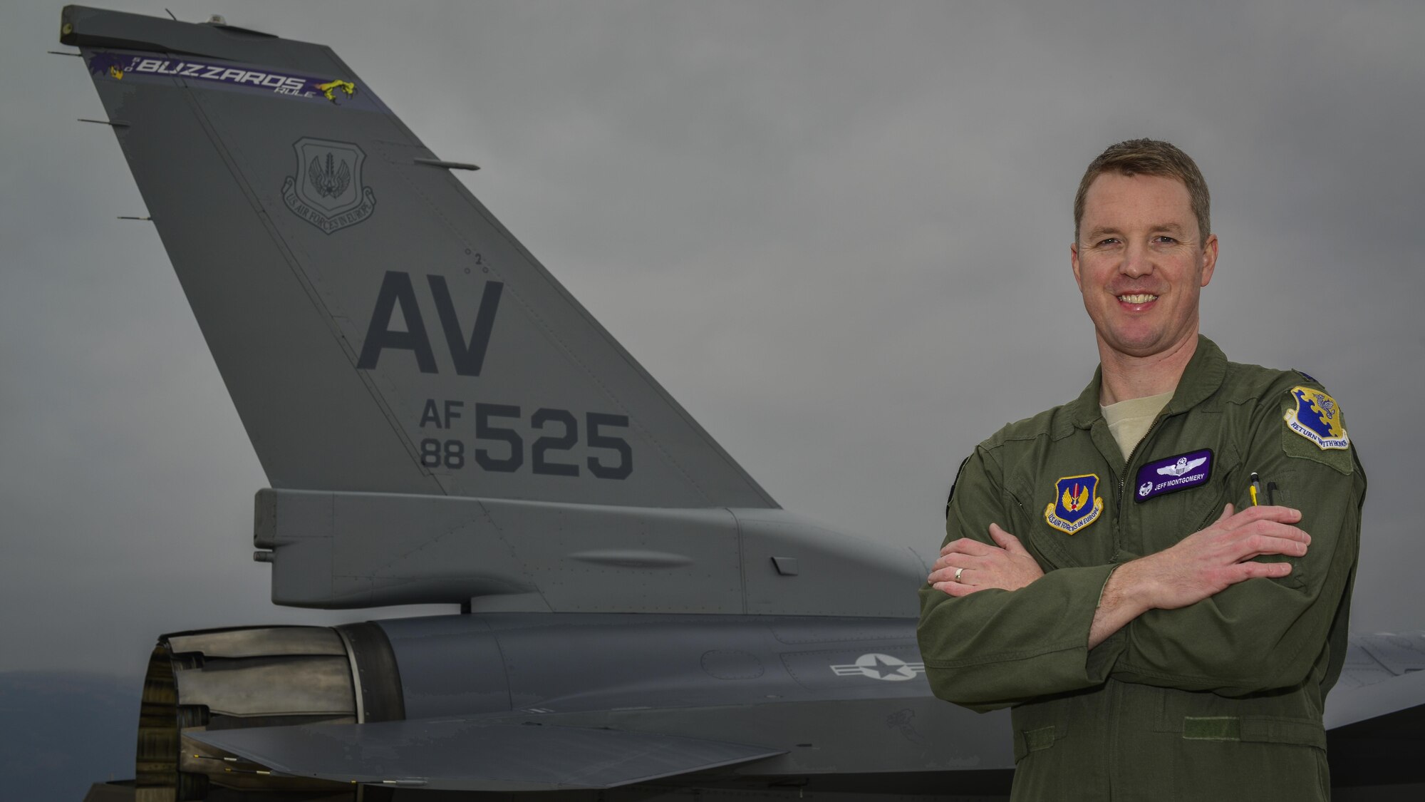 Lt. Col. Jeff Montgomery, 510th Fighter Squadron commander, poses for a photo on Feb. 8, 2017, at Aviano Air Base, Italy. (U.S. Air Force photo by Senior Airman Cory W. Bush)