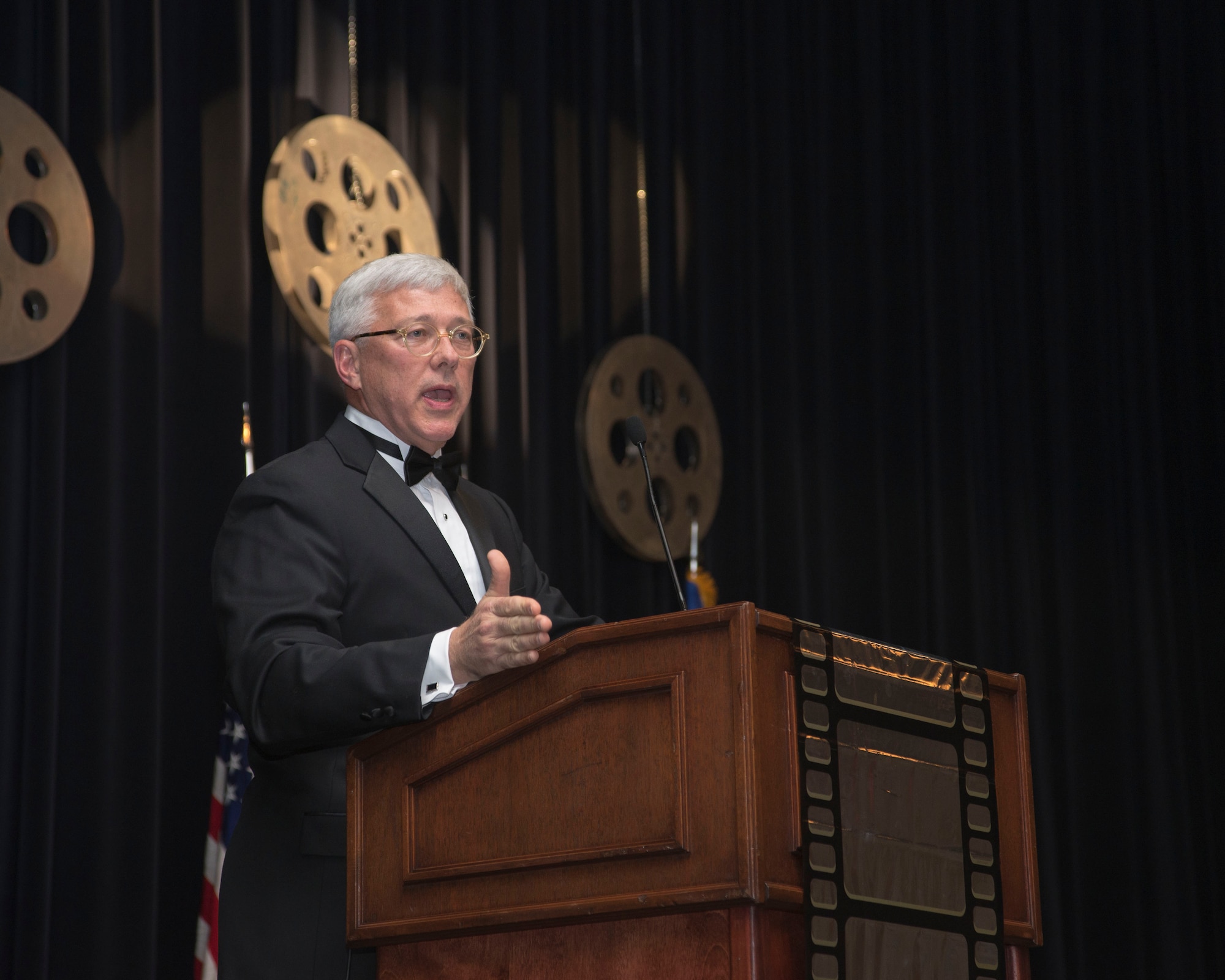 Daniel Sitterly, Principal Deputy Assistant Secretary of the Air Force for Manpower and Reserve Affairs, speaks at the 2016 436th Airlift Wing Annual Awards Ceremony Feb. 3, 2017, at the Rollins Center inside of Dover Downs, Dover, Del. (U.S. Air Force photo by Staff Sgt. Jared Duhon)