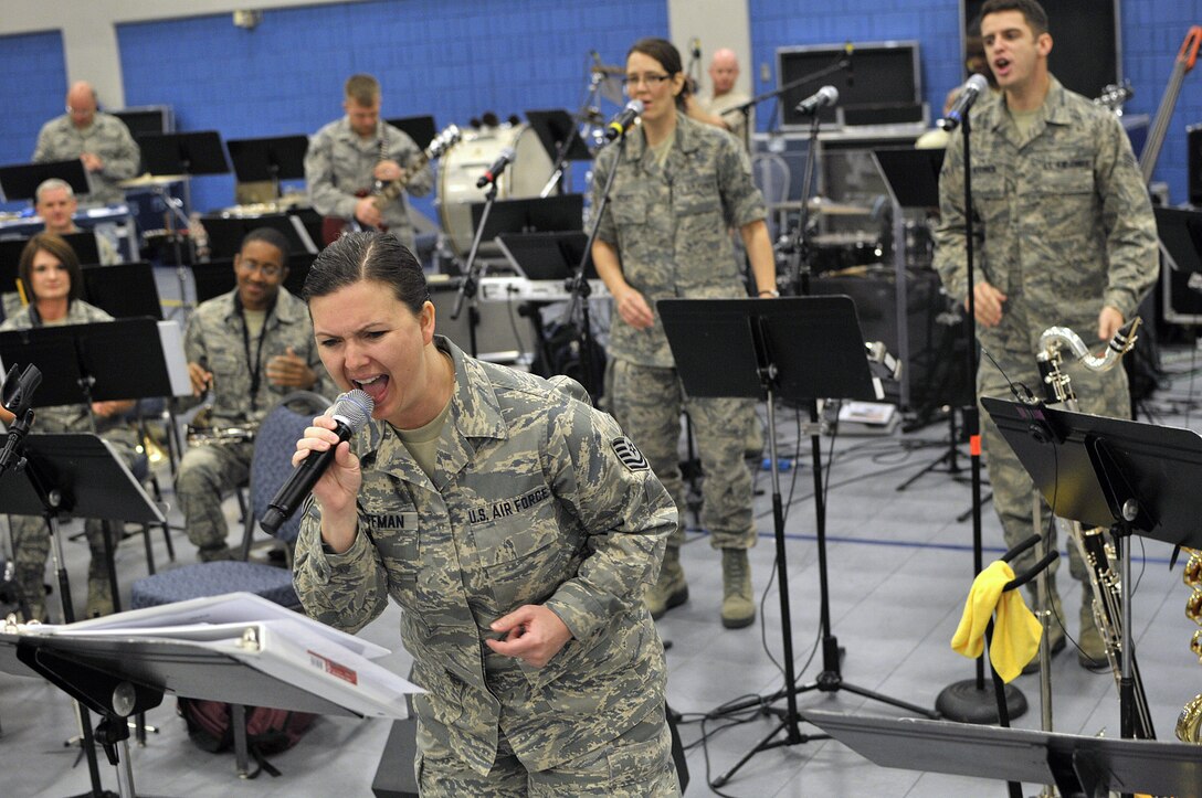 MCGHEE TYSON AIR NATIONAL GUARD BASE, Tenn. - The Air National Guard's foremost 572nd Air Force Band, or "Band of the South" - its 41 musicians - perform their final practice session at the I.G. Brown Training and Education Center's Wilson Hall here May 28, before they kick off a fresh and tuneful, summer 2014 tour. The Band of the South will appear for nearly a dozen, toe-tapping concerts June 28 through July 4, including Virginia Beach, Va., Charleston Harbor, S.C., and Panama City Beach, Fla. (U.S. Air National Guard photo by Master Sgt. Mike R. Smith/Released)