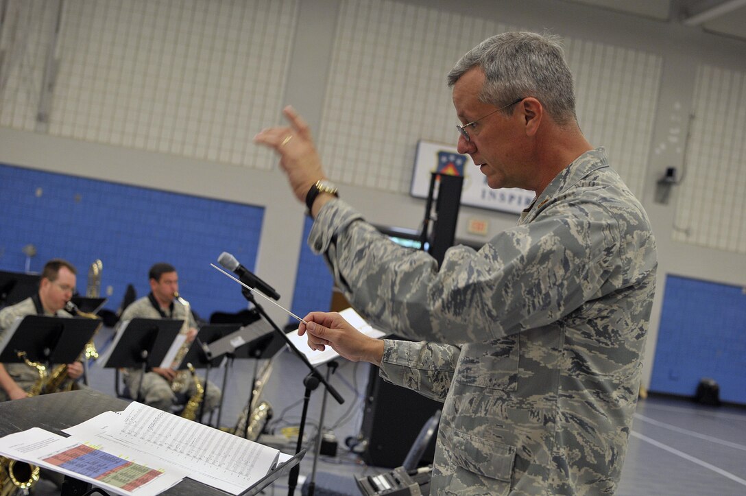 MCGHEE TYSON AIR NATIONAL GUARD BASE, Tenn. - The Air National Guard's foremost 572nd Air Force Band, or "Band of the South" - its 41 musicians - perform their final practice session at the I.G. Brown Training and Education Center's Wilson Hall here May 28, before they kick off a fresh and tuneful, summer 2014 tour. The Band of the South will appear for nearly a dozen, toe-tapping concerts June 28 through July 4, including Virginia Beach, Va., Charleston Harbor, S.C., and Panama City Beach, Fla. (U.S. Air National Guard photo by Master Sgt. Mike R. Smith/Released)