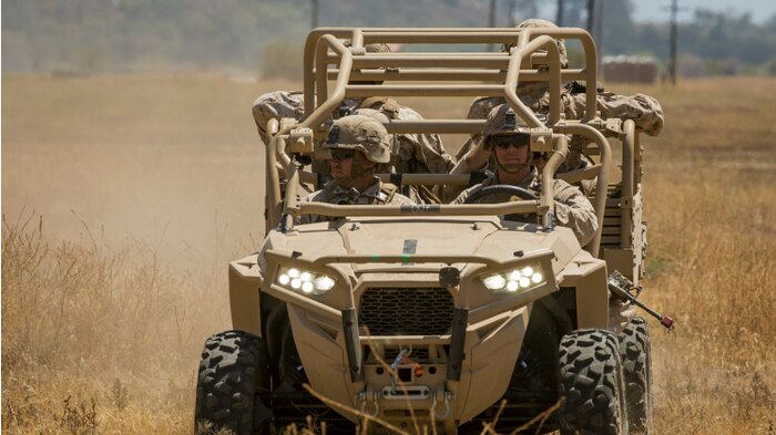 The Marine Corps Program Executive Officer Land Systems is expected to deliver 144 Utility Task Vehicles to the regiment-level starting in February 2017. The rugged all-terrain vehicle can carry up to four Marines or be converted to haul 1,500 pounds of supplies. With minimal armor and size, the UTV can quickly haul extra ammunition and provisions, or injured Marines, while preserving energy and stealth. (U.S. Marine Corps photo by Private 1st Class Rhita Daniel)