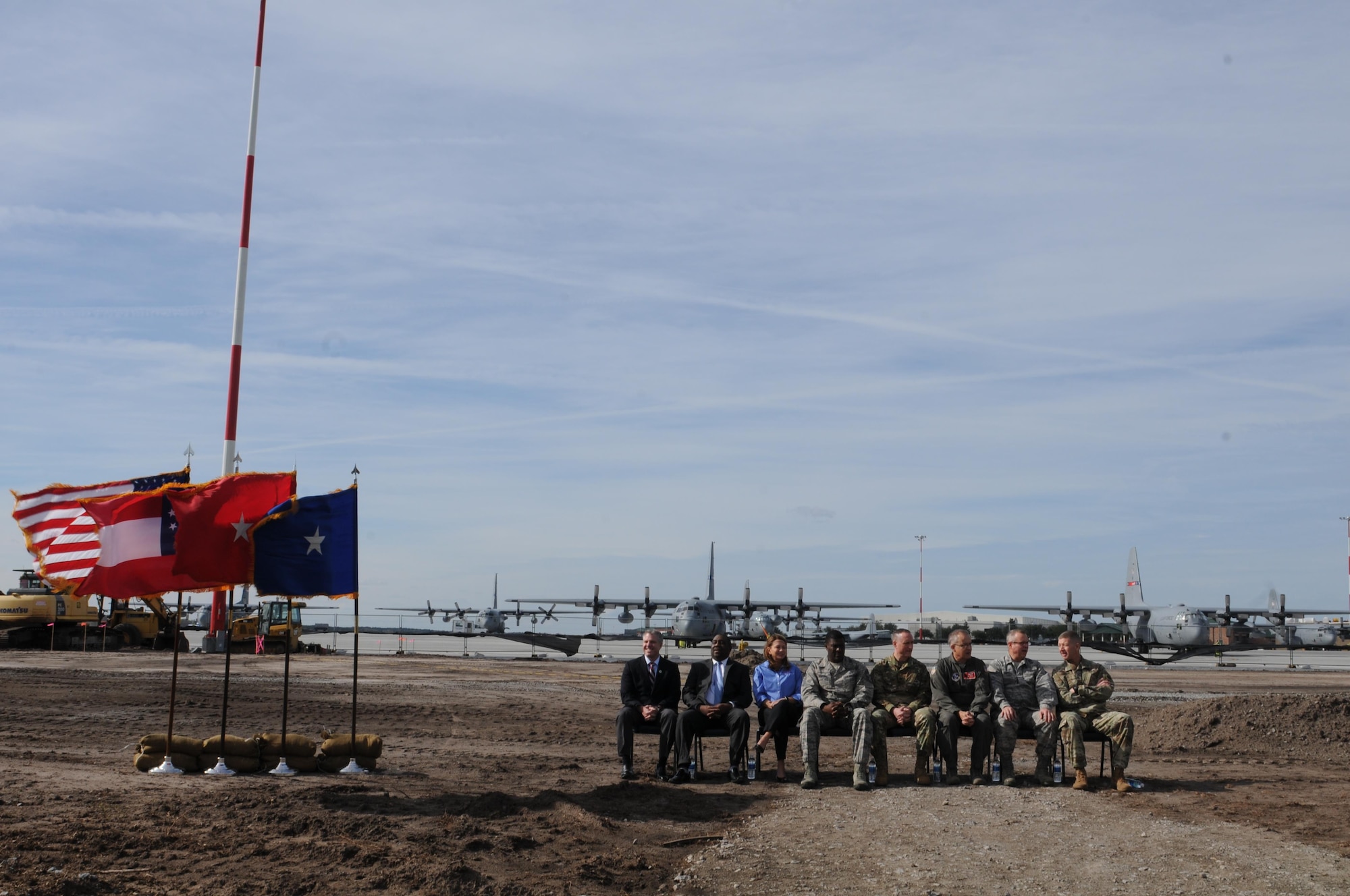 The 165th Airlift Wing hosted a ground breaking ceremony for the new Squadron Operations building near the flight line Jan. 4, 2017. (U.S. Air National Guard photo by Tech. Sgt. Amber Williams)