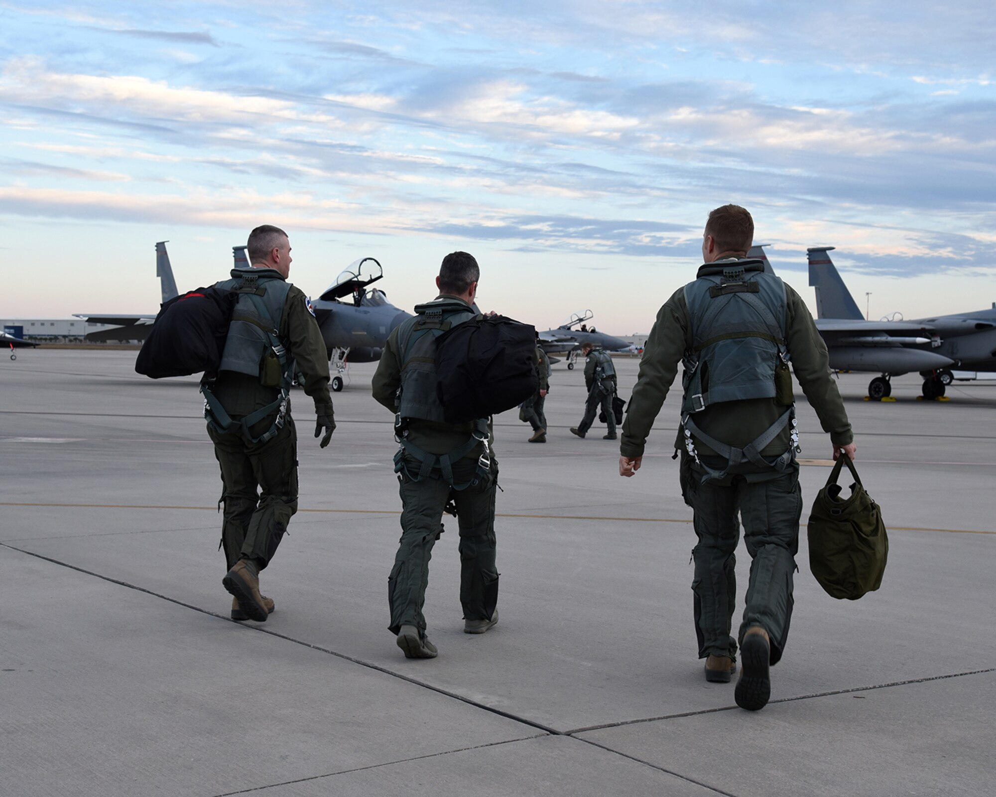 Pilots from the 123rd Fighter Squadron, prepare for a training mission from the Air Dominance Center, Savannah Ga., Jan. 28, 2017.  (U.S. Air National Guard photo by Senior Master Sgt. Shelly Davison, 142nd Fighter Wing Public Affairs)