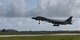 A U.S. Air Force B-1B Lancer assigned to the 9th Expeditionary Bomb Squadron, deployed from Dyess Air Force Base, Texas, lands Feb. 6, 2017, at Andersen AFB, Guam. The 9th EBS is taking over U.S. Pacific Command’s Continuous Bomber Presence operations from the 34th EBS, assigned to Ellsworth Air Force Base, S.D. The B-1B's blended wing/body configuration, variable-geometry wings and turbofan afterburning engines, combine to provide long range, maneuverability and high speed while enhancing survivability. The rotation of aircraft in support is specifically designed to demonstrate the U.S.’s commitment to the Indo-Asia-Pacific region and enhance routine transiting in international airspace throughout the Pacific. (U.S. Air Force photo by Tech. Sgt. Richard P. Ebensberger/Released)