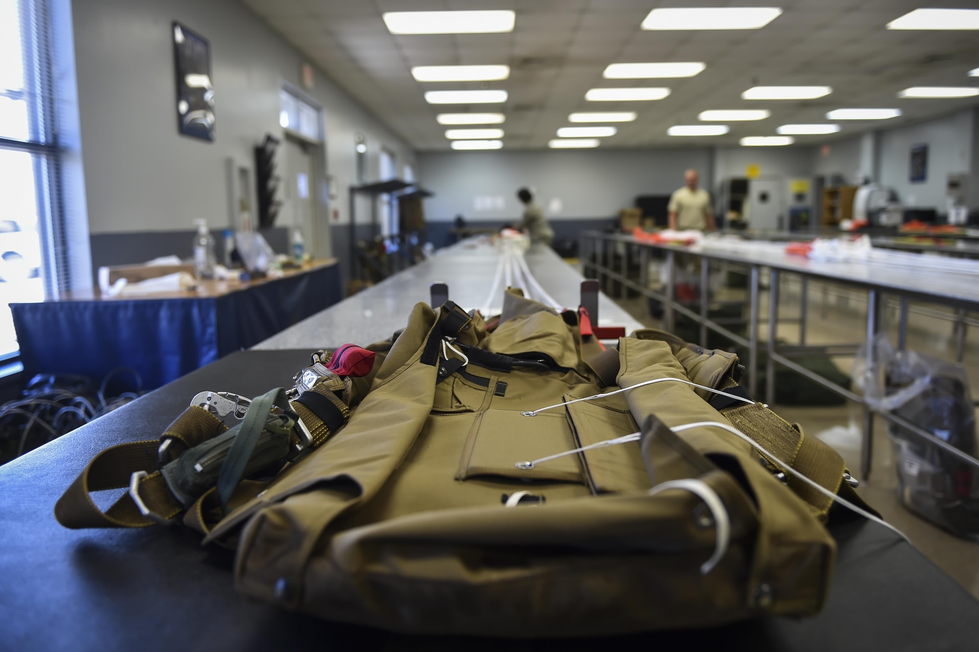 The low-profile parachute is configured for use in AC-130 gunships, replacing the BA-22 parachute. The LPP weighs approximately 20 pounds, roughly half of the BA-22. (U.S. Air Force photo by Airman 1st Class Joseph Pick)