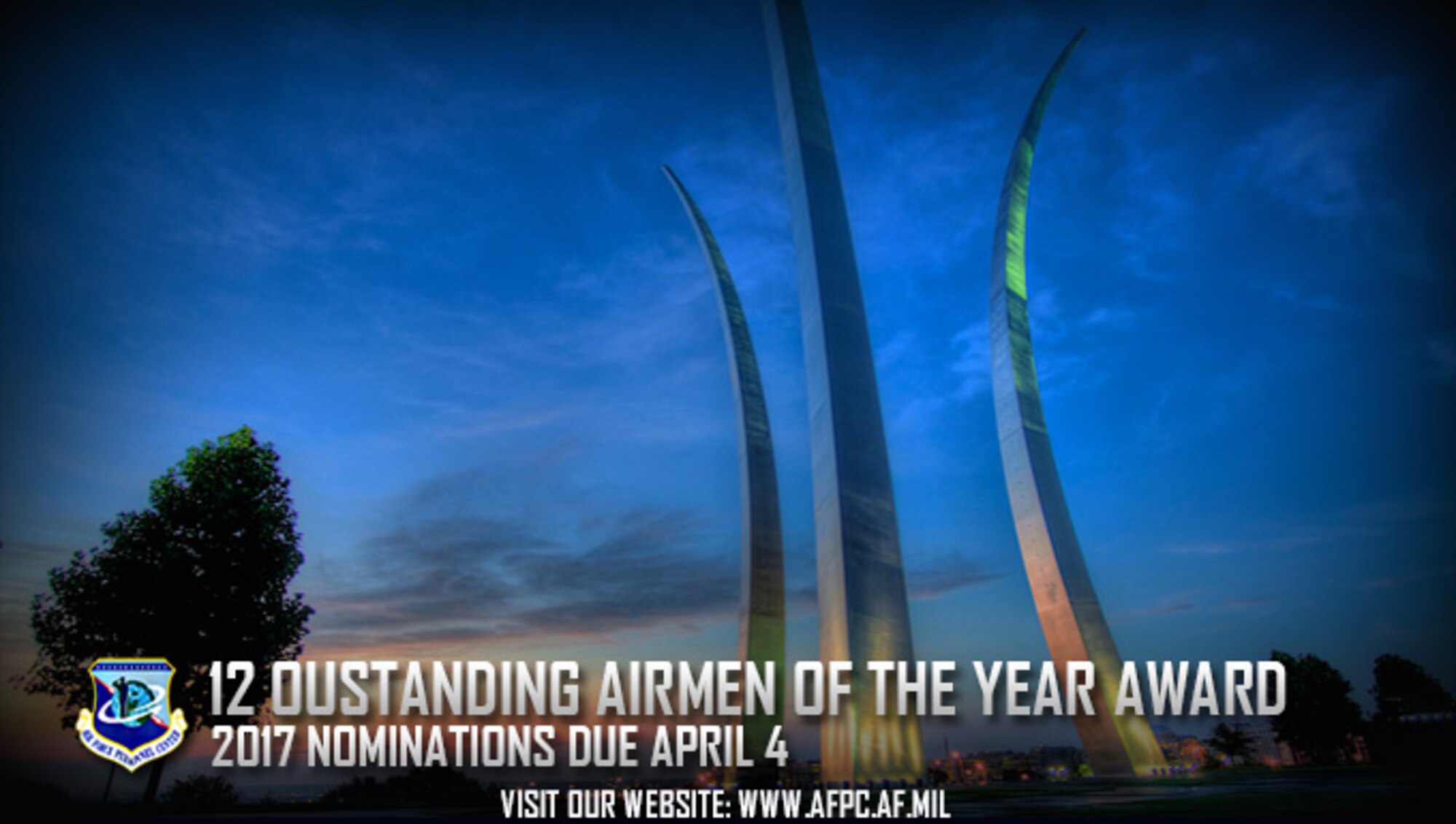 Air Force officials are seeking 2017 nominations for the 12 Outstanding Airmen of the Year Award. Nominations are due to the Air Force Personnel Center by April 4. (U.S. Air Force courtesy photo) 