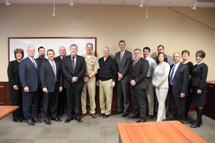 170208-N-TB037-019.JPG - Vice Adm. Thomas Moore, commander, Naval Sea Systems Command (NAVSEA), visits with Naval Surface Warfare Center, Crane Division’s (NSWC Crane) executive leadership team, local AFGE 1415 officers and, Leadership and Enterprise Exposure Program (LEEP)  participants, Ms. Nikki Herman, NAVSEA 00D and Mr. Jacob Hobbs, NSWC Crane on Feb. 8, 2017. Moore’s visit to NSWC Crane was focused on learning more about the technical capabilities that reside in southern Indiana and to discuss how Crane’s efforts contribute to his “Expand the Advantage” campaign for NAVSEA. (U.S. Navy photo by NSWC Crane/Released)