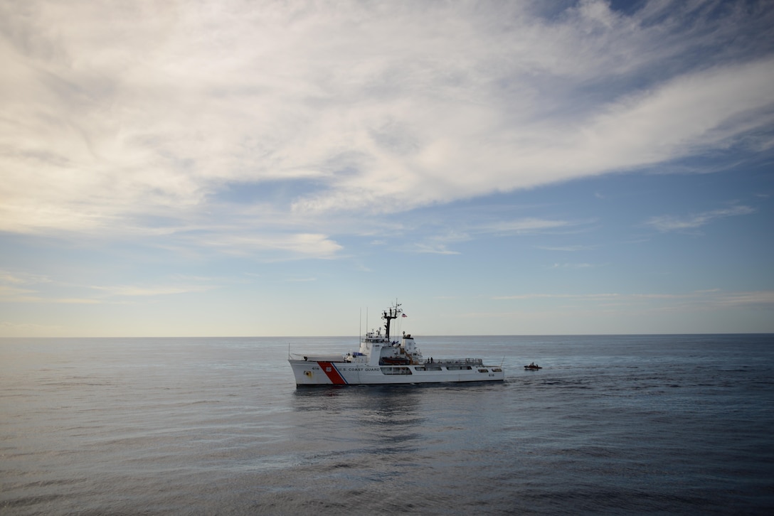 EASTERN PACIFIC OCEAN – The Coast Guard Cutter Diligence patrols the waters of the Eastern Pacific Ocean, Jan. 9, 2017. Diligence is on an Eastern Pacific patrol conducting alien migrant interdiction operations, domestic fisheries protection, search and rescue, counter-narcotics and other Coast Guard missions at great distances from shore keeping threats far from the U.S. mainland. (FOR RELEASE U.S. Coast Guard photo Chief Warrant Officer Allyson E.T. Conroy)