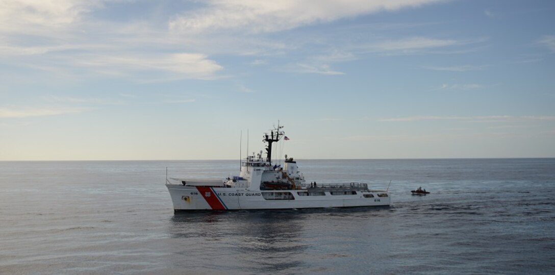 EASTERN PACIFIC OCEAN – The Coast Guard Cutter Diligence patrols the waters of the Eastern Pacific Ocean, Jan. 9, 2017. Diligence is on an Eastern Pacific patrol conducting alien migrant interdiction operations, domestic fisheries protection, search and rescue, counter-narcotics and other Coast Guard missions at great distances from shore keeping threats far from the U.S. mainland. (FOR RELEASE U.S. Coast Guard photo Chief Warrant Officer Allyson E.T. Conroy)
