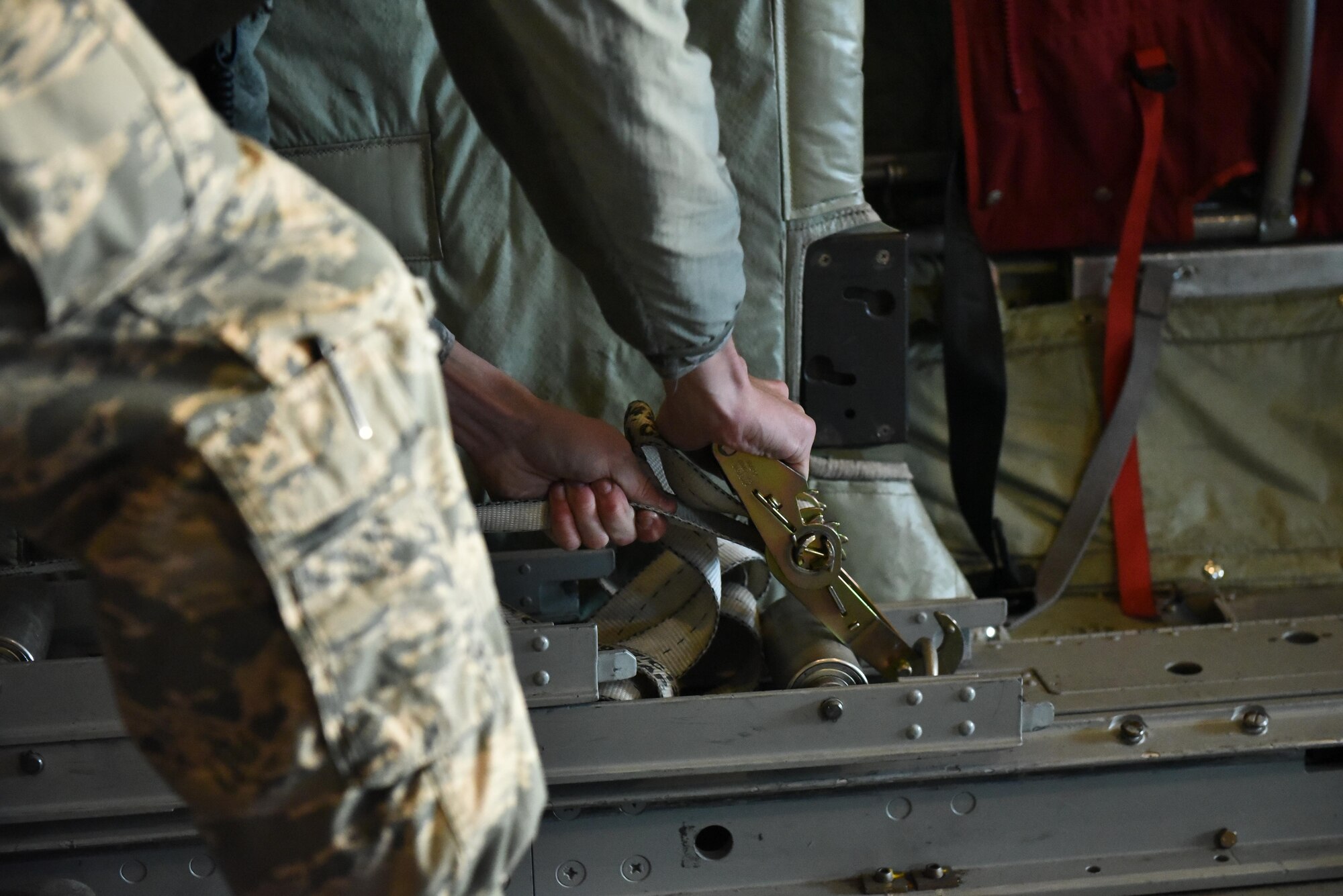 Senior Airman Drew Roberts works on a 165th Airlift Wing C-130H3 Hercules during Operation Mangusta in Pisa, Italy. (U.S. Air National Guard photo by Senior Airman Brandon Patterson)
