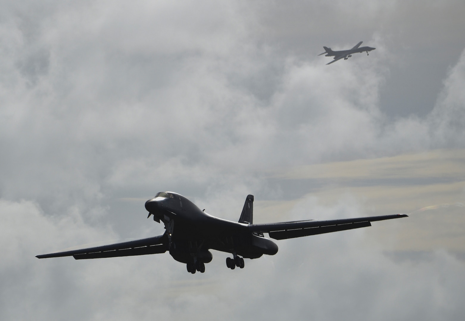 A U.S. Air Force B-1B Lancer assigned to the 9th Expeditionary Bomb Squadron, deployed from Dyess Air Force Base, Texas, lands Feb. 6, 2017, at Andersen AFB, Guam. The 9th EBS is taking over U.S. Pacific Command’s Continuous Bomber Presence operations from the 34th EBS, assigned to Ellsworth Air Force Base, S.D. This marks the second deployment of B-1s to Guam in over a decade. The first deployment of B-1s arrived in August 2016 and took over CBP operations from the B-52 Stratofortress bomber squadrons from Minot AFB, N.D., and Barksdale AFB, La. 